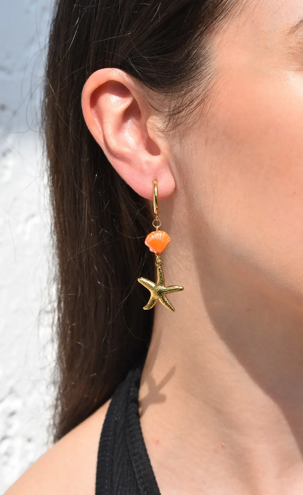 Orange Starfish Hoops