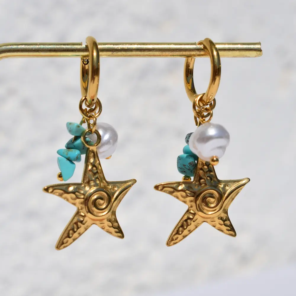 Aqua Star Earrings